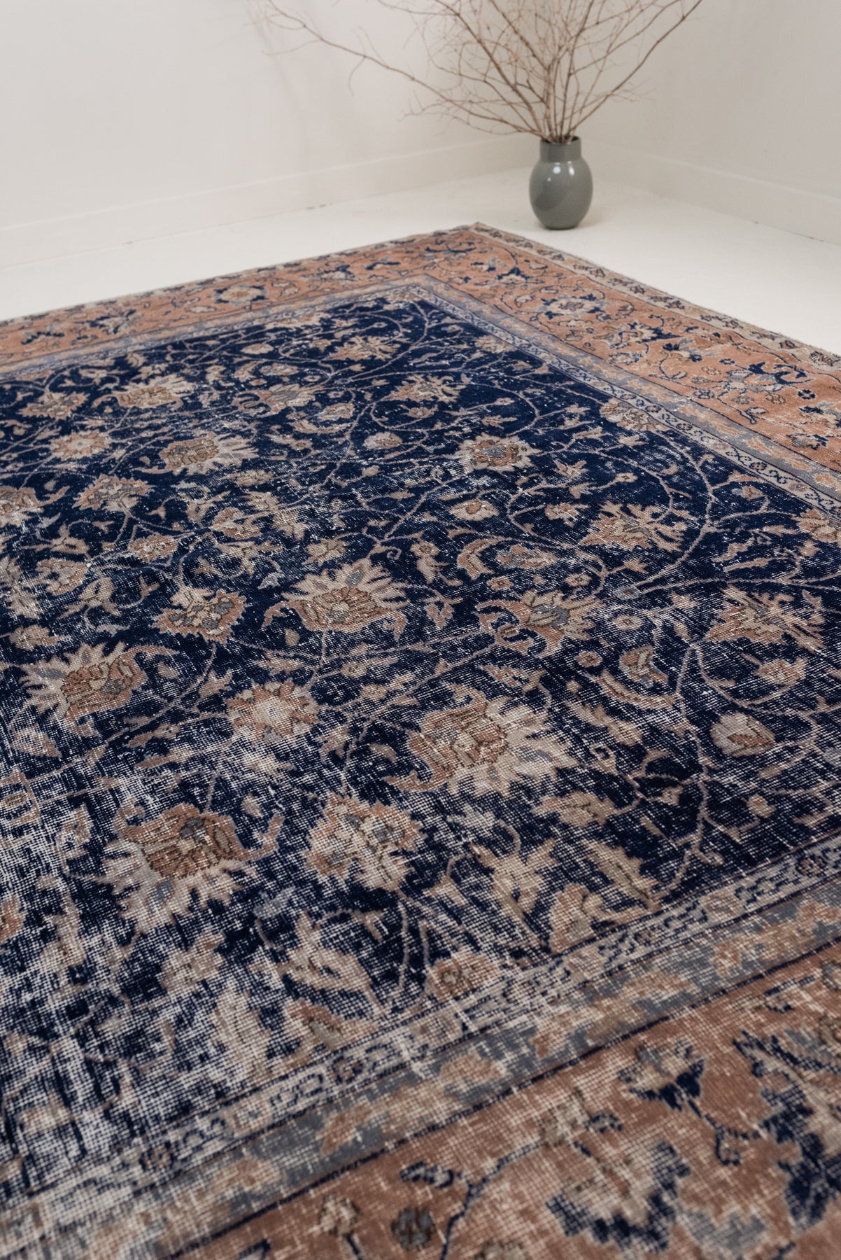 acohug＊ Oushak rug メダリオン　トルコラグ　86×58 Oversized Antique Oushak Rug, Terracotta with Floral Patterns