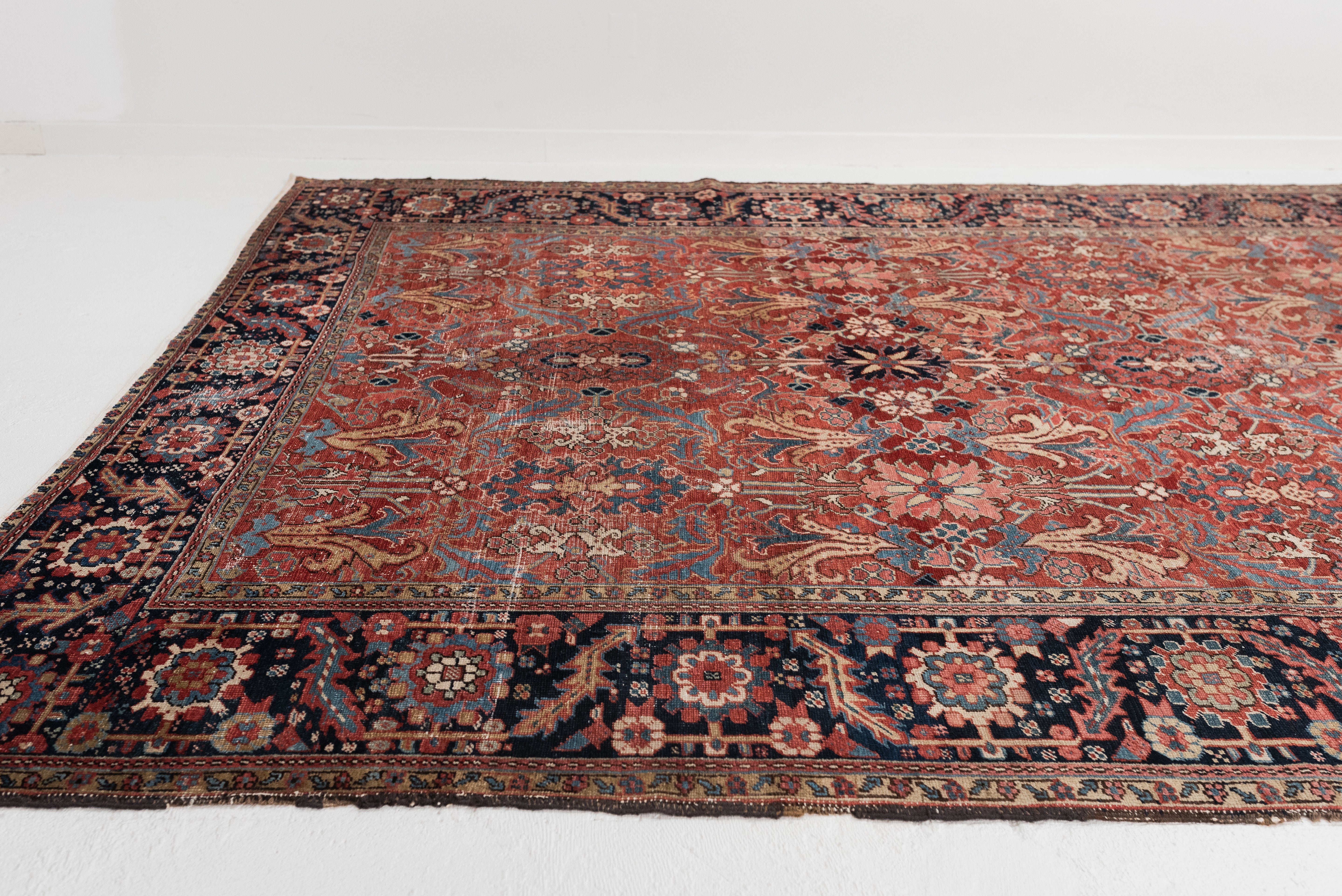 RESERVED | PI | 8'6 x 11'2 | 1940s Red Vintage Rug | Designers CE-D-1936
