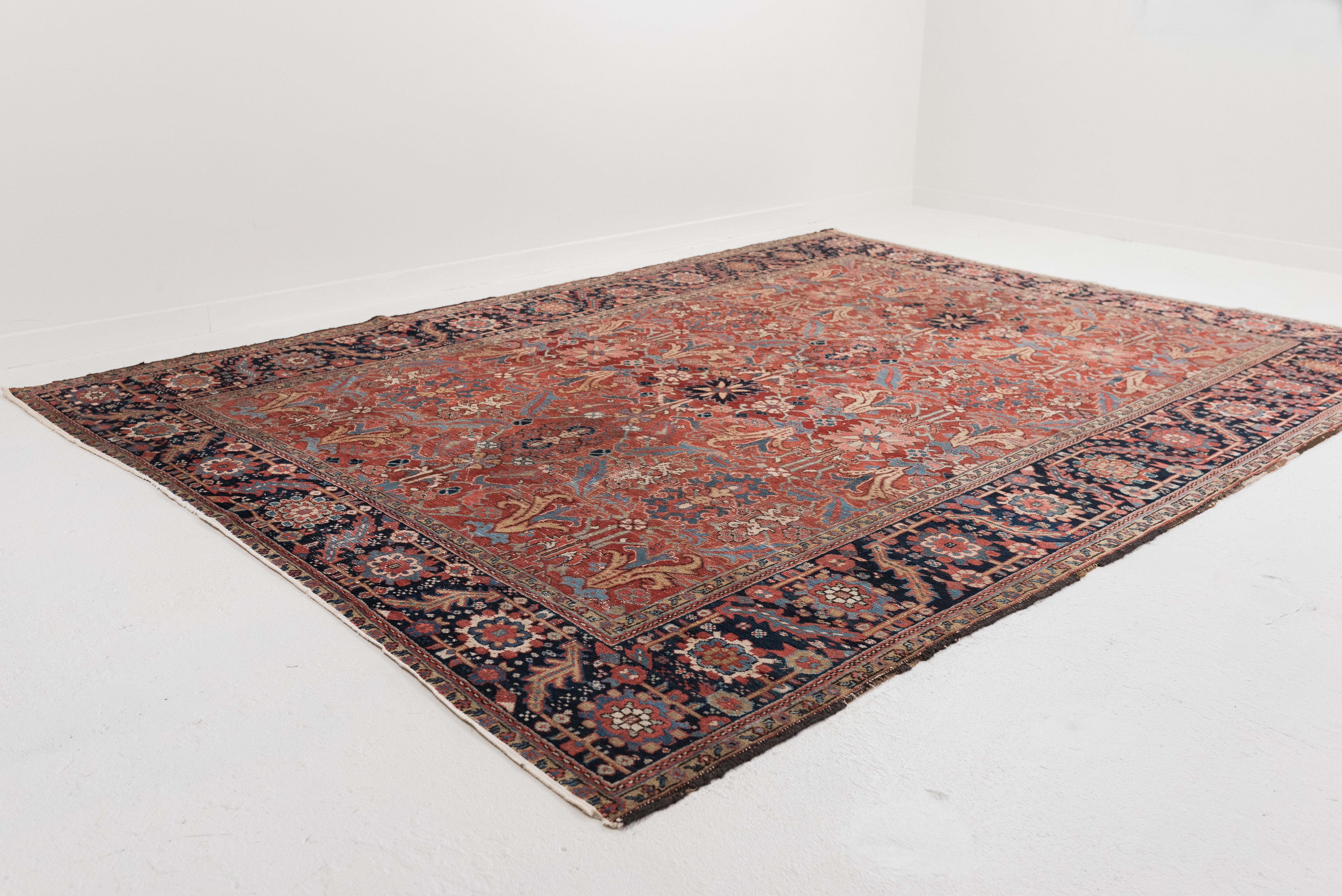 RESERVED | PI | 8'6 x 11'2 | 1940s Red Vintage Rug | Designers CE-D-1936