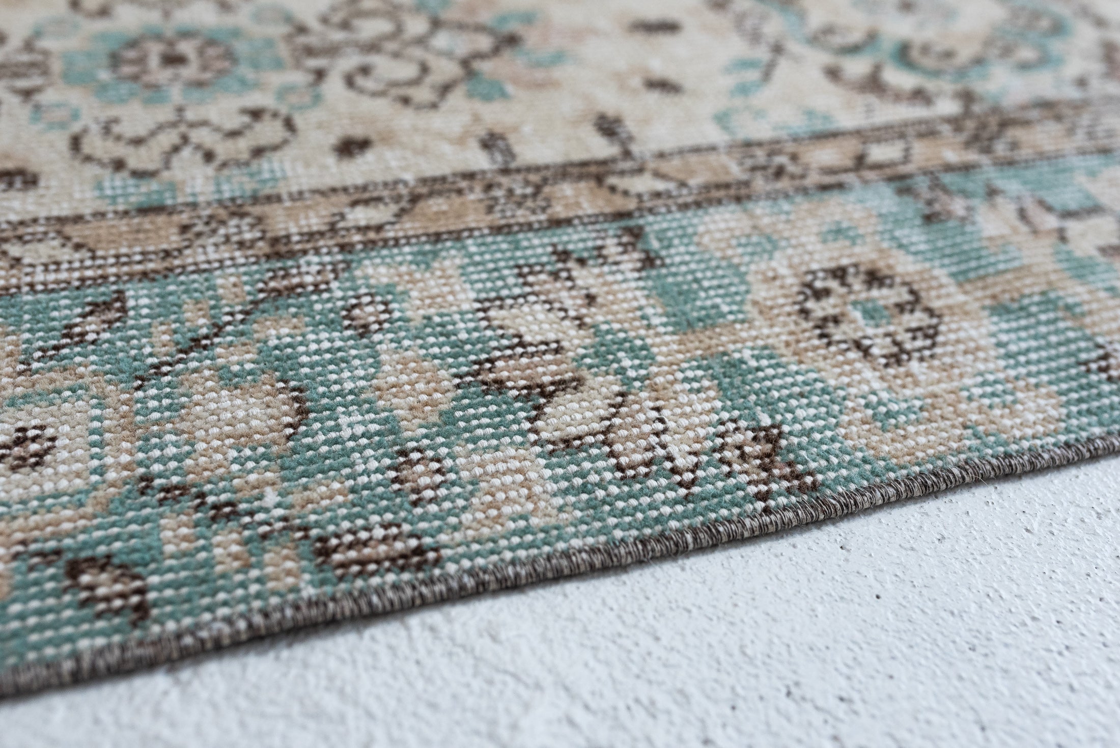 6&#39;2 x 10&#39;0 | Muted Aqua Large Vintage Rug | C-2808