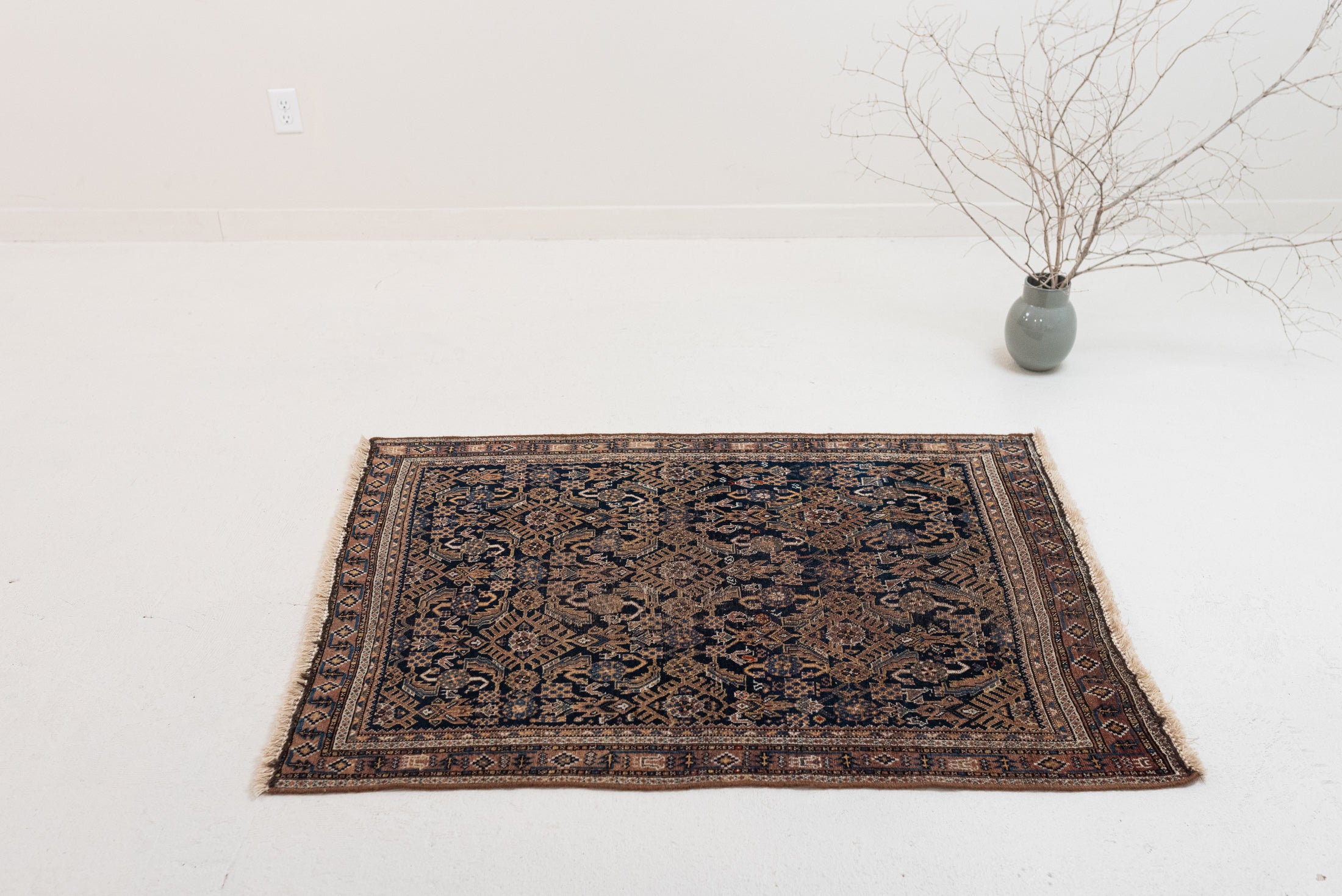 3&#39;4 x 4&#39;4 | Beautiful Blue Small 1930s Afshar Rug | CE-W-3065