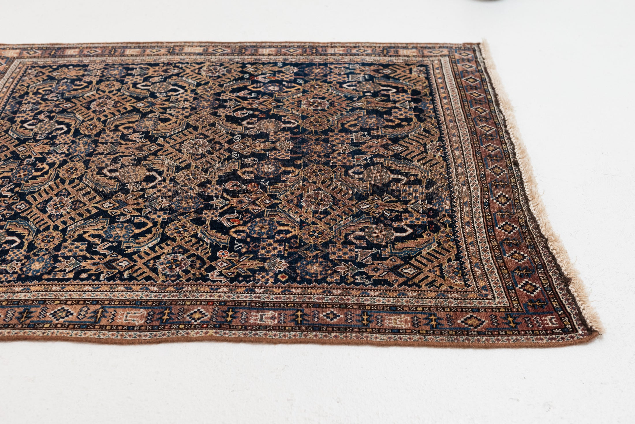 3&#39;4 x 4&#39;4 | Beautiful Blue Small 1930s Afshar Rug | CE-W-3065