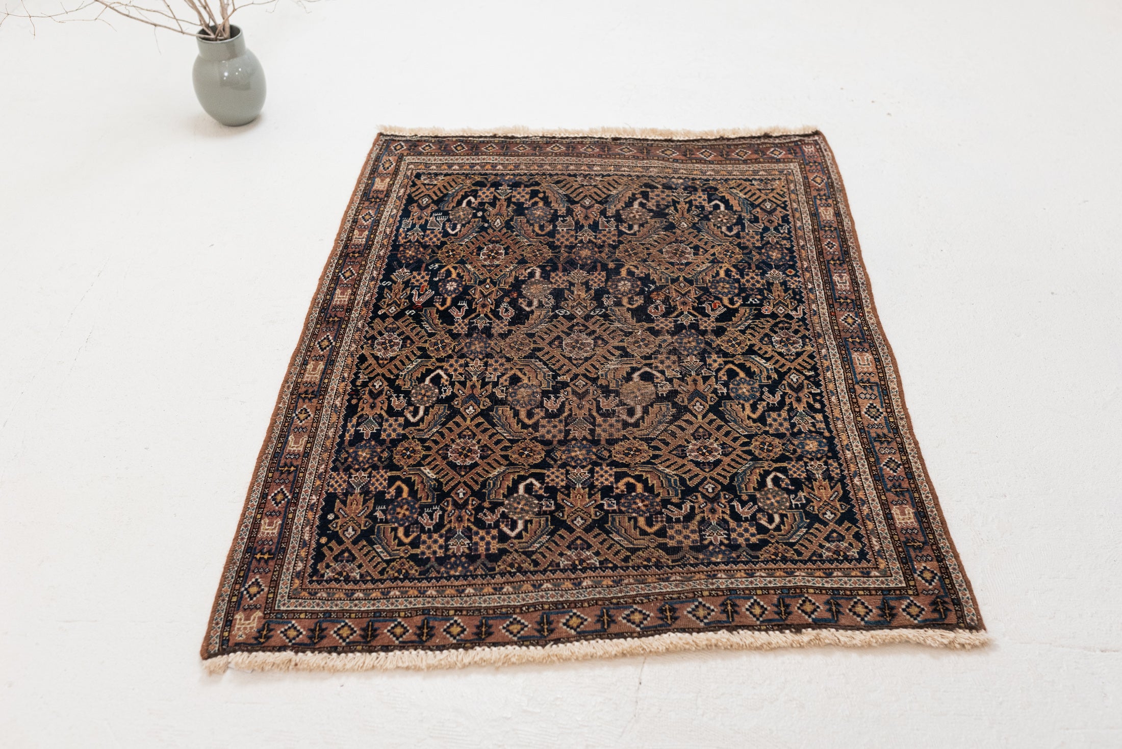 3&#39;4 x 4&#39;4 | Beautiful Blue Small 1930s Afshar Rug | CE-W-3065