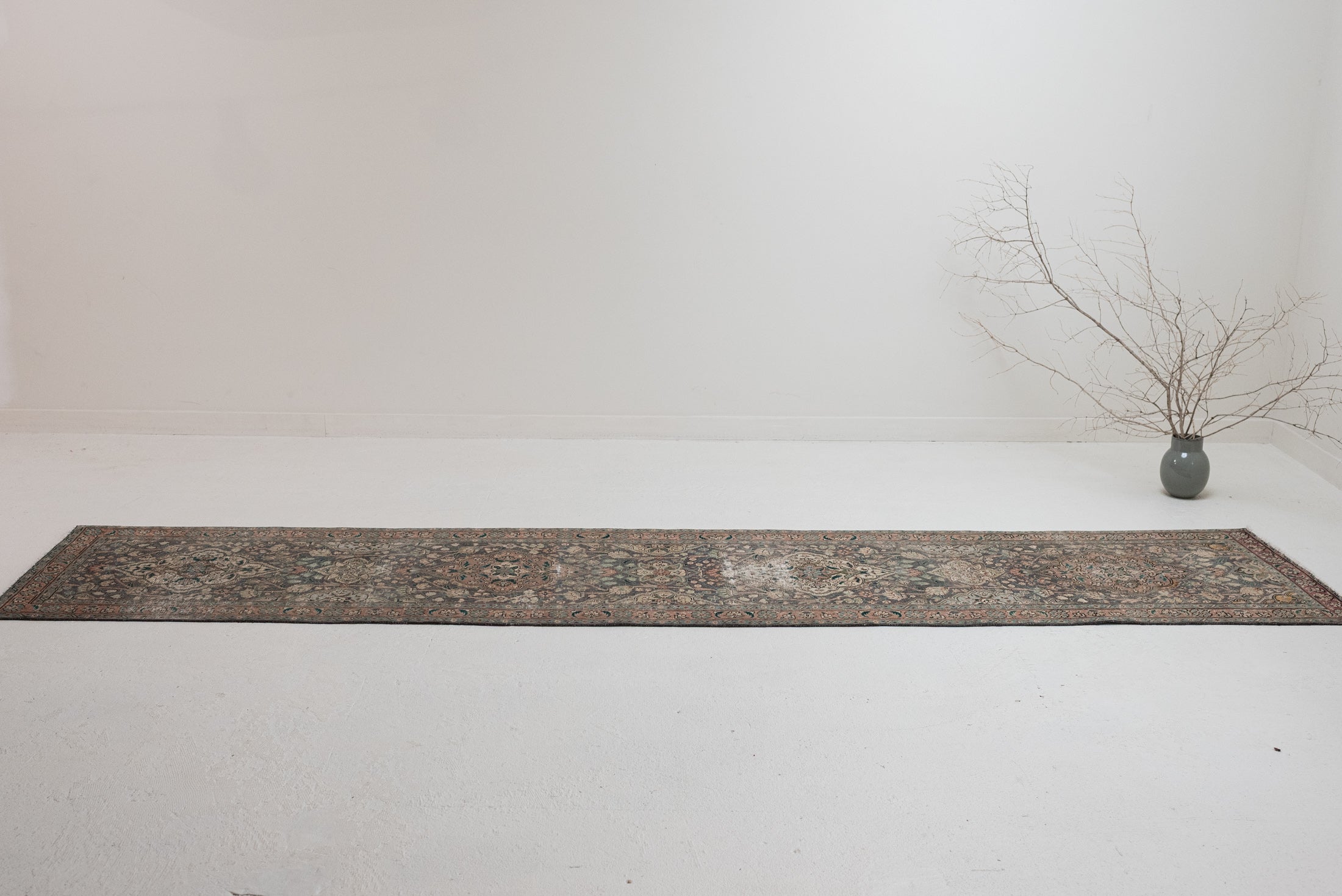 2&#39;7 x 12&#39;2 | Colorful Tabriz Vintage Runner | R-3303