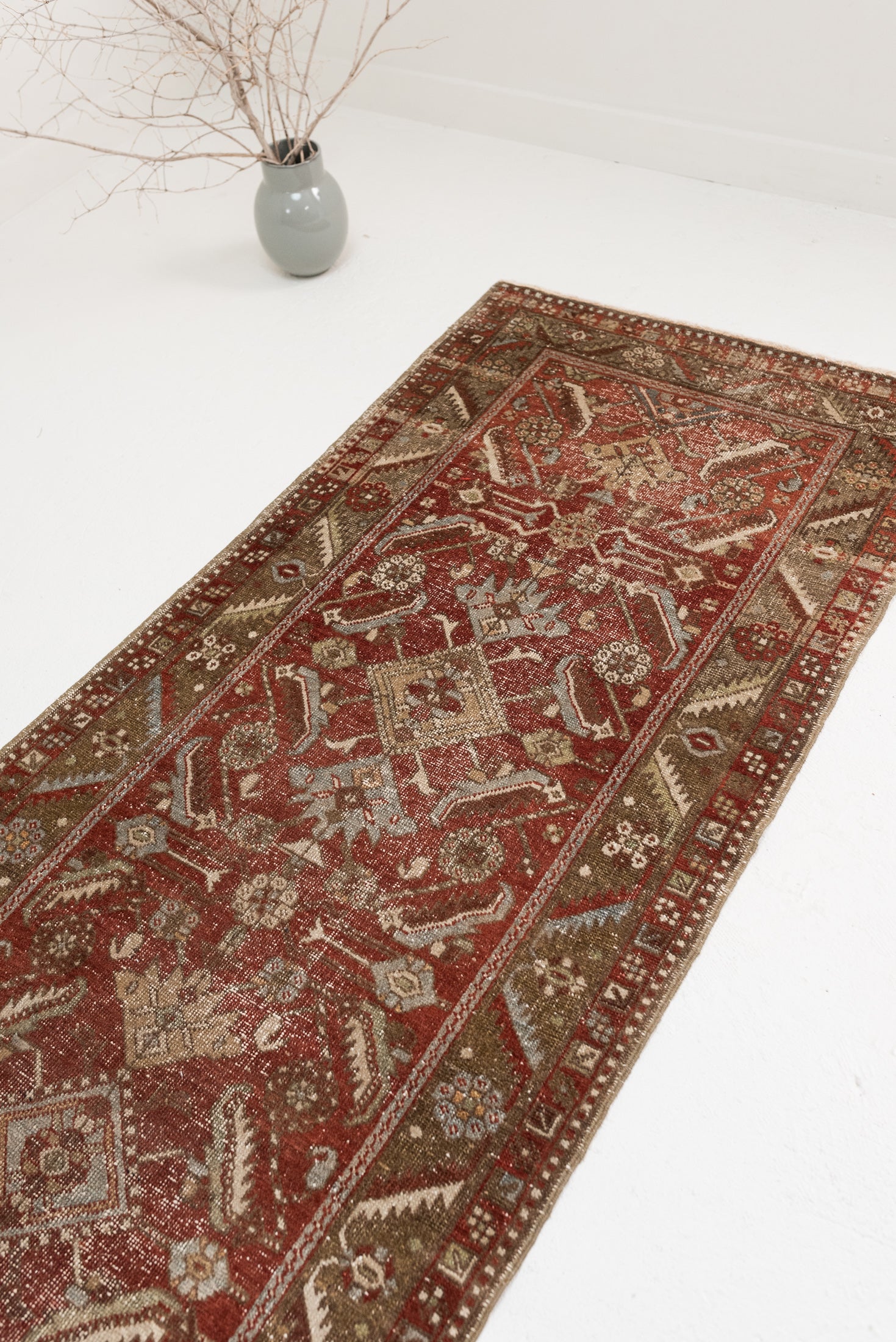 2&#39;9 x 10&#39;11 | Rare Antique Heriz Runner | Designers CE-R-2795