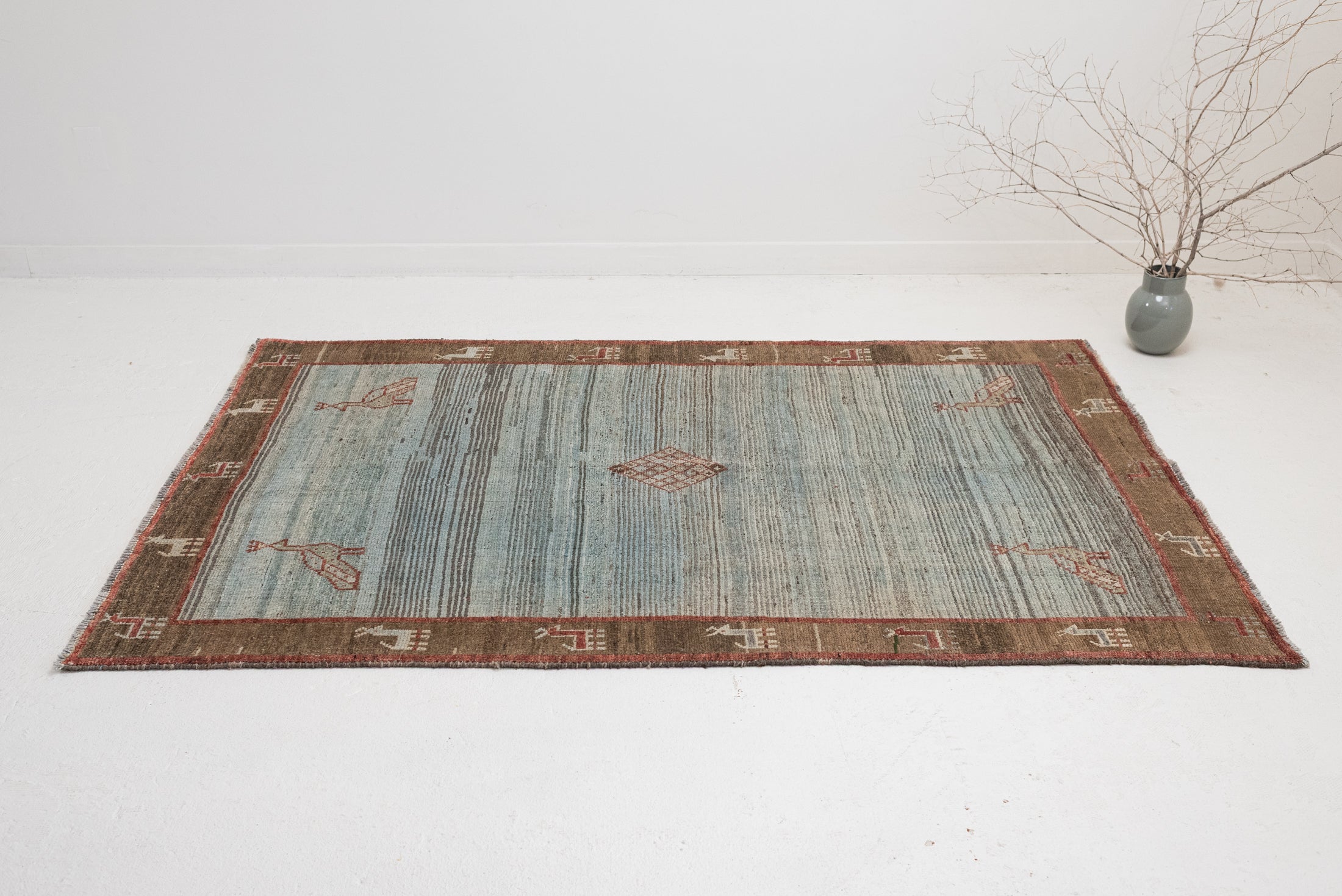 4&#39;6 x 6&#39;10 | Vintage Peacock Gabbeh Rug | G-3783