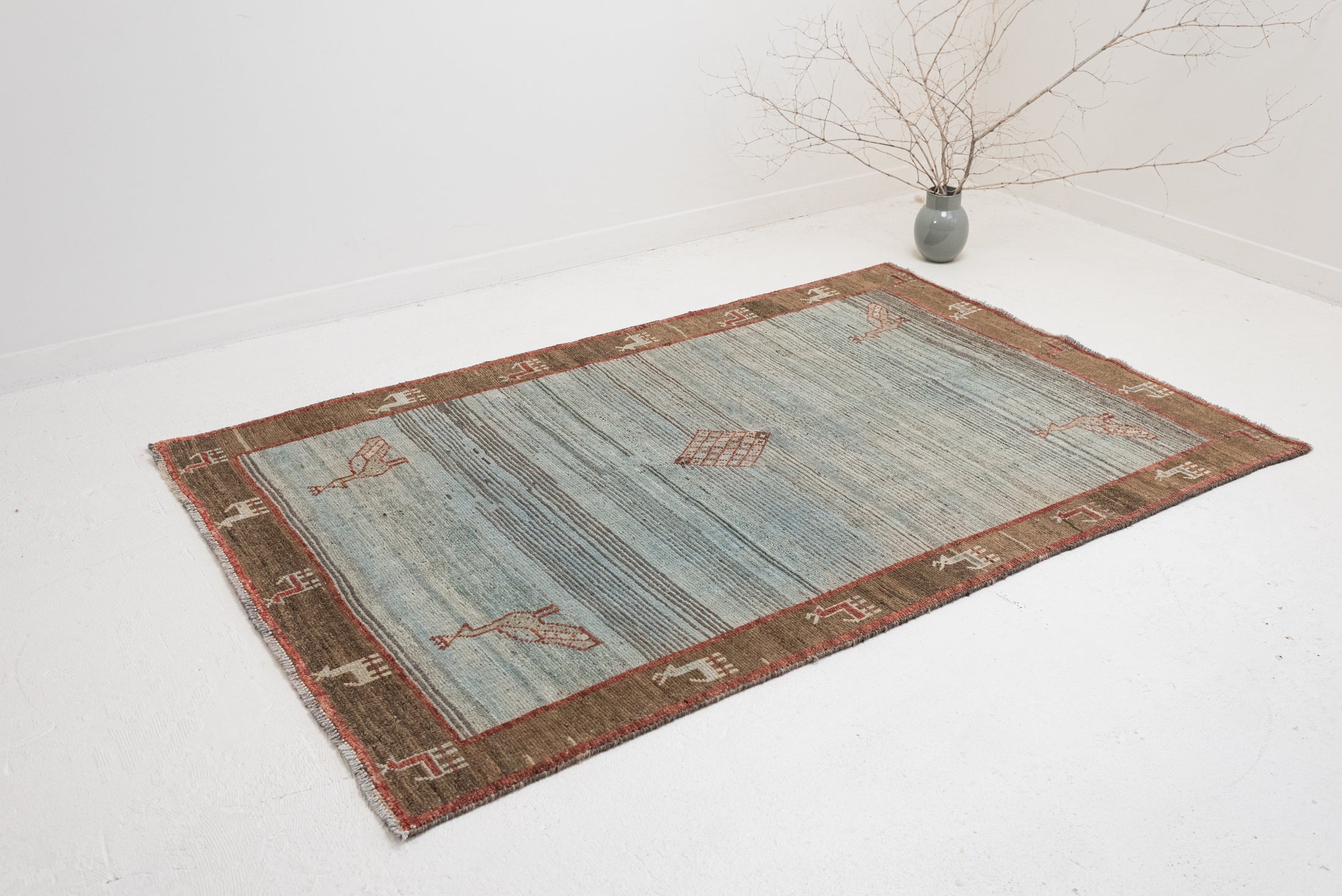 4&#39;6 x 6&#39;10 | Vintage Peacock Gabbeh Rug | G-3783