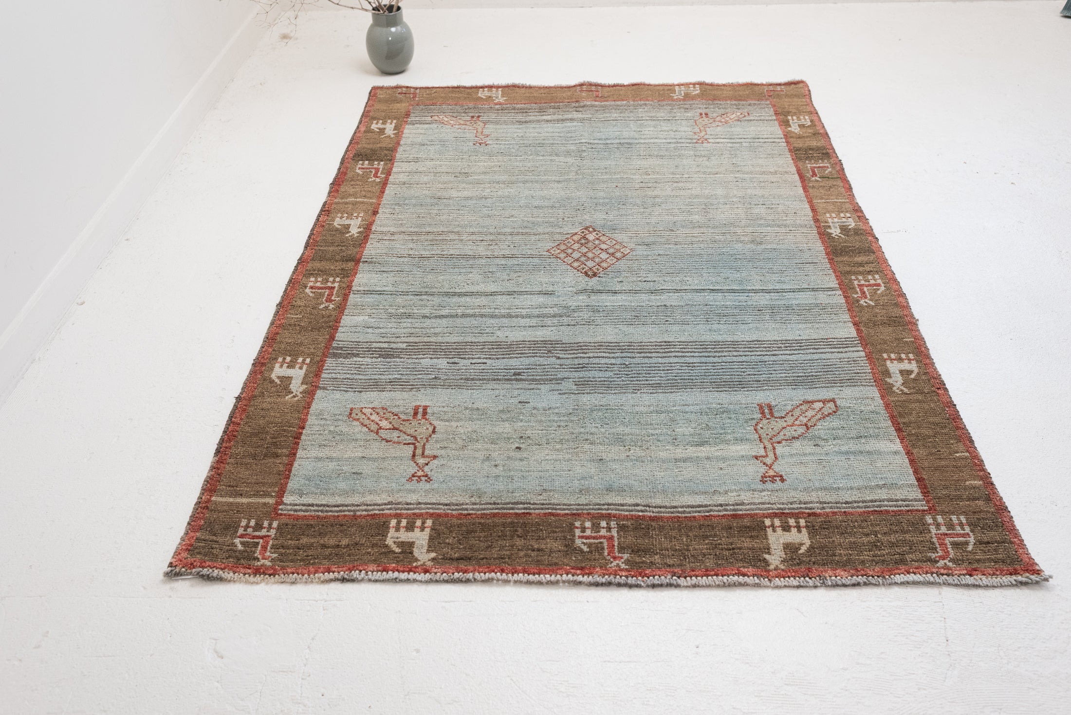 4&#39;6 x 6&#39;10 | Vintage Peacock Gabbeh Rug | G-3783