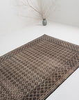 4'8 x 7'5 | Brown Checkered Vintage Rug | N-2919