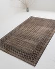 4'8 x 7'5 | Brown Checkered Vintage Rug | N-2919